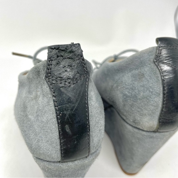 Rag & Bone Sahara Grey Suede Open Toe Lace Up Platform Wedges Size 38 - Picture 6 of 12